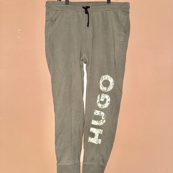 Hugo Boss Devoc Big Logo Cotton Jogger Pants Sweatpants Olive Green - Size XXL - Picture 5 of 7